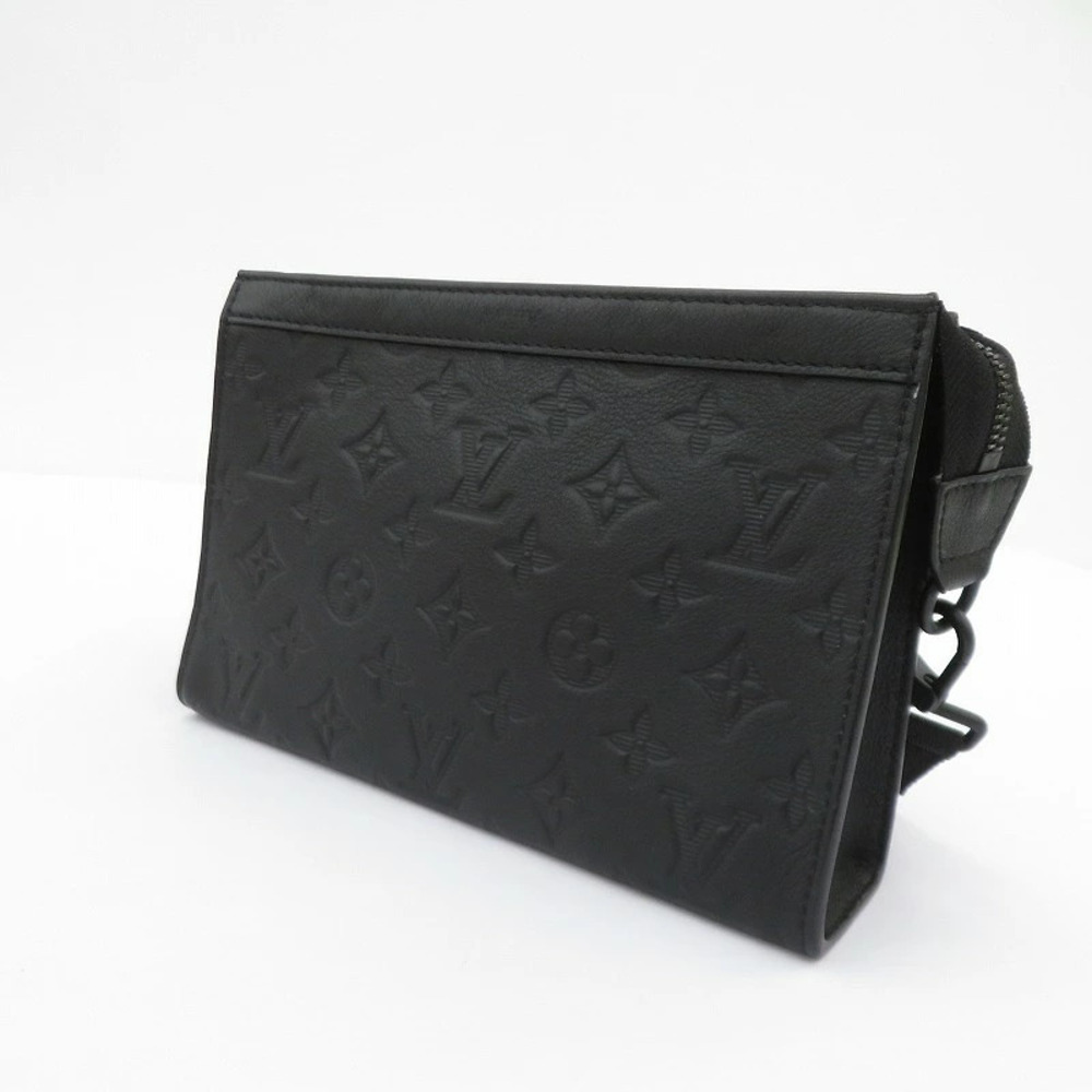 LOUIS VUITTON Monogram Shadow Black Gaston Wearable Wallet Shoulder Bag Black